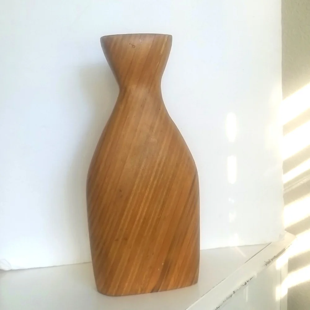 HANDMADE Heavy Wooden Tall Vase